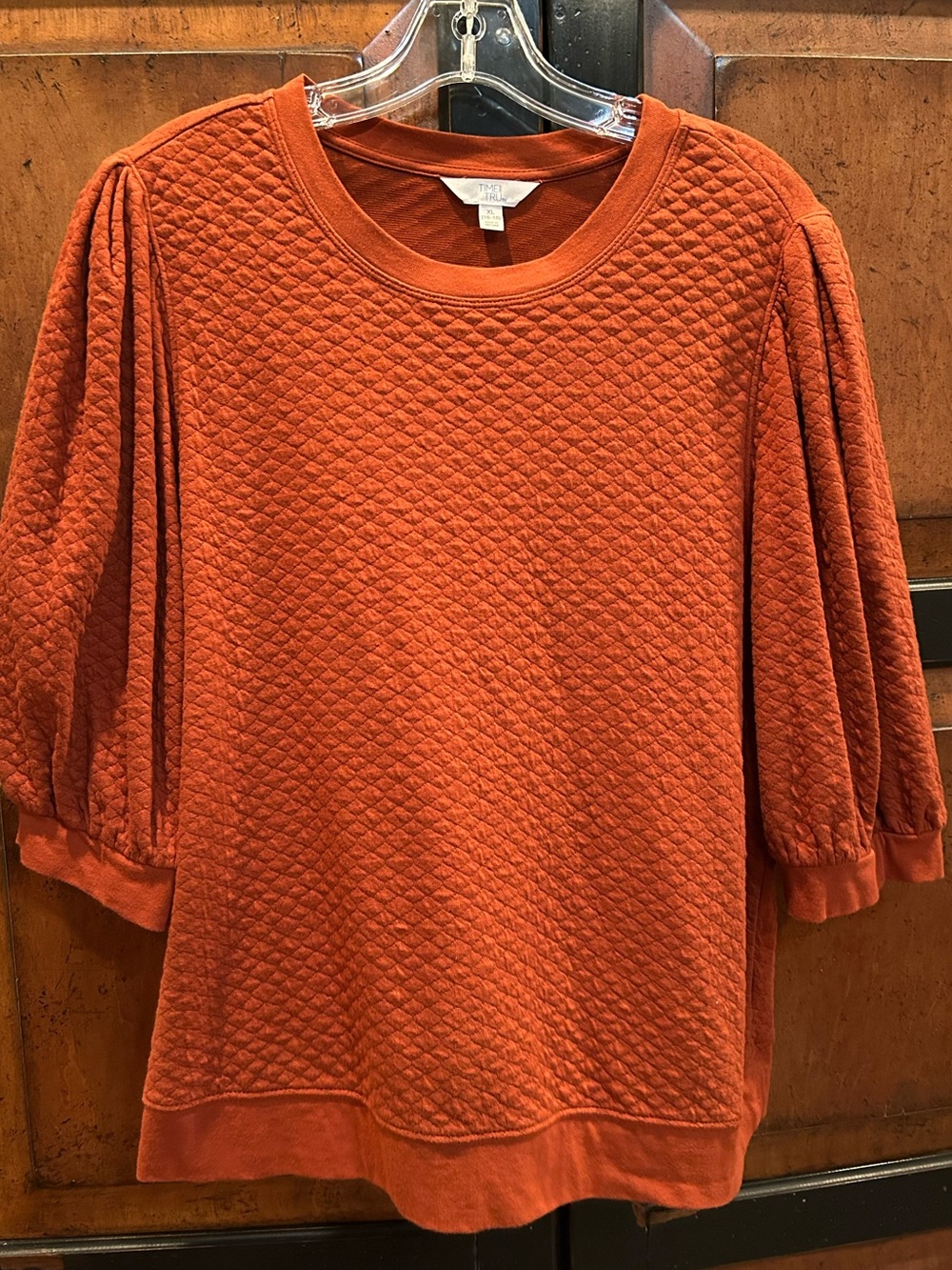 Women’s Quilted Puff-Sleeve Top - Rust Orange